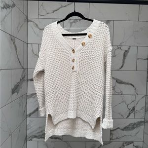 Free People Whistle Henley Thermal White Cloud